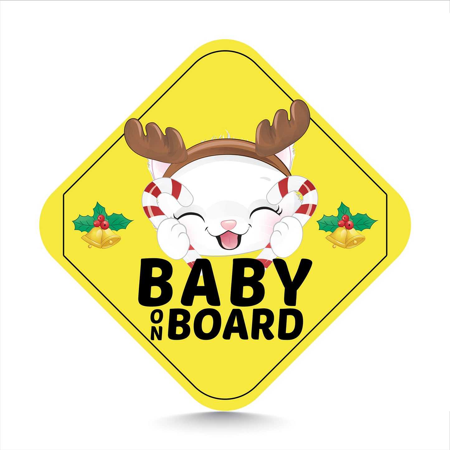 Cat with Reindeer Antlers Baby on Board