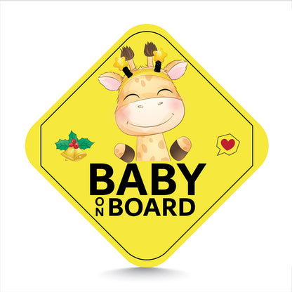 Cheerful Giraffe Christmas Edition Baby on Board