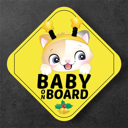 Adorable Kitten Christmas Edition Baby on Board