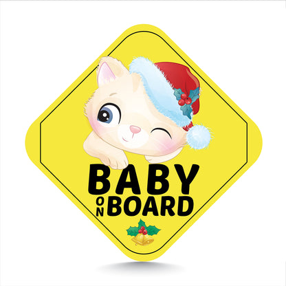 Winking Kitten Christmas Edition Baby on Board