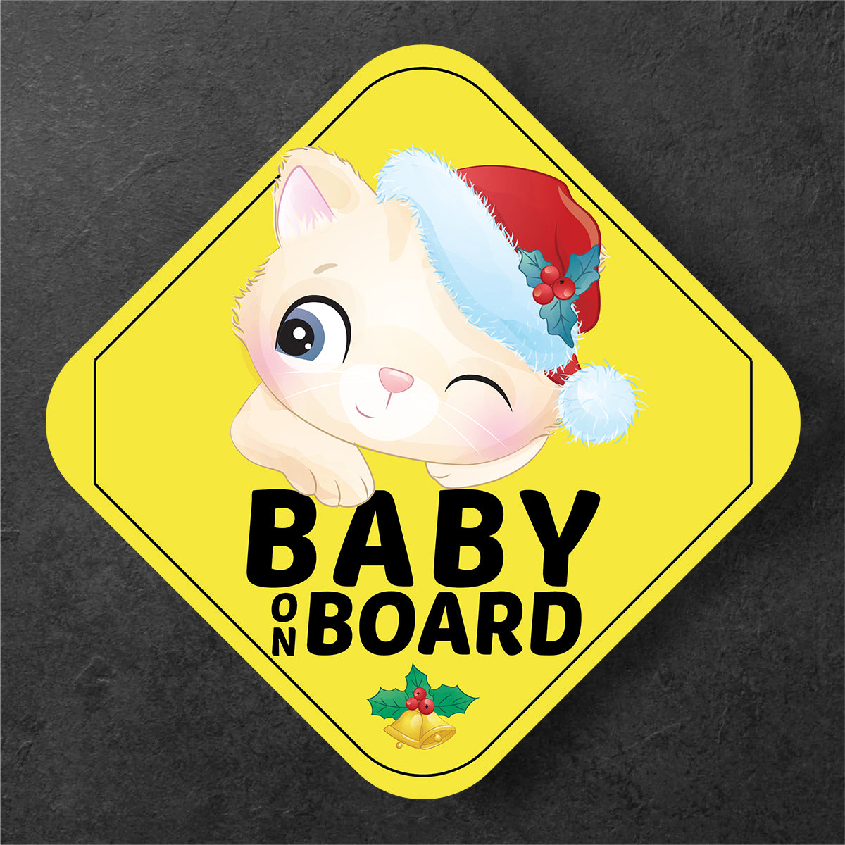 Winking Kitten Christmas Edition Baby on Board