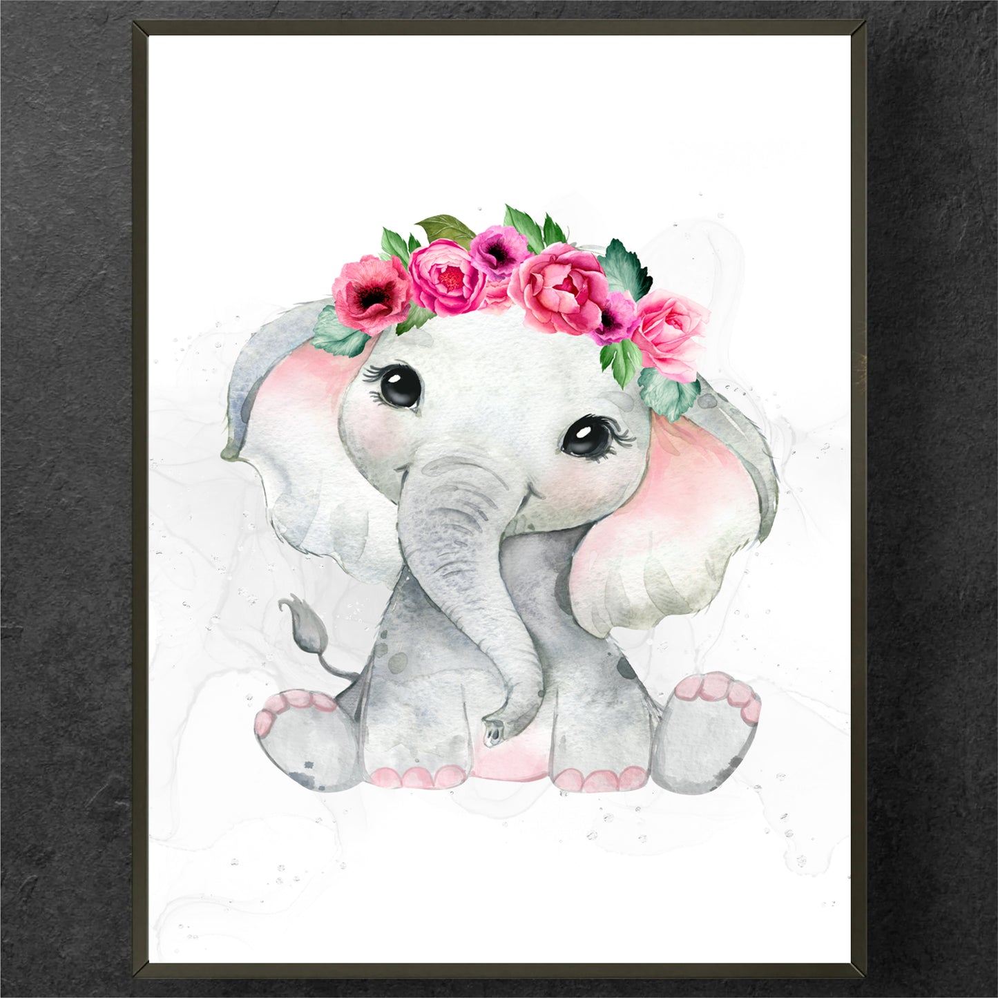 Adorable Elephant with Floral Crown Poster