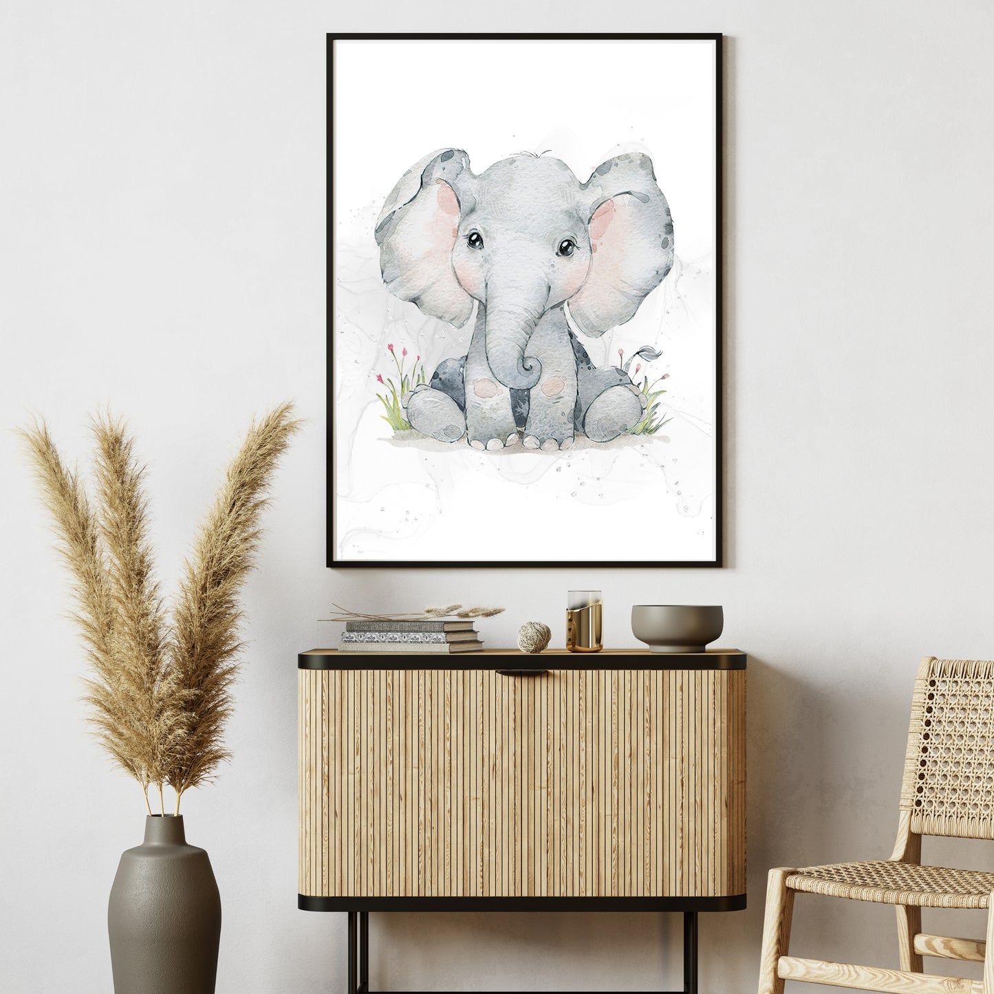 Adorable Baby Elephant Watercolor Art Poster