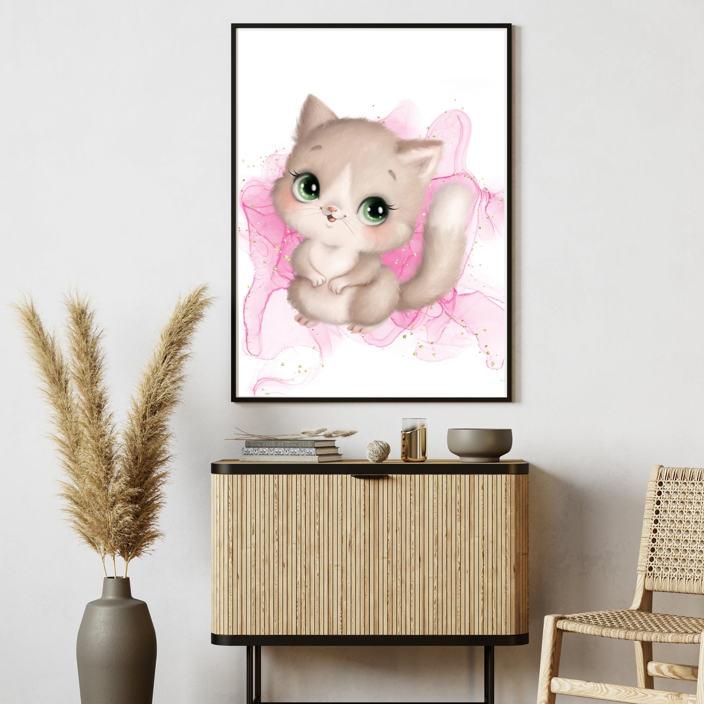 Sweet Kitten in Pink Dreamscape