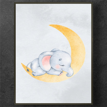 Dreaming Elephant on the Moon Poster