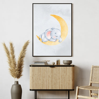 Dreaming Elephant on the Moon Poster