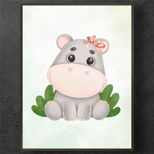 Adorable Hippo with a Bow Poster