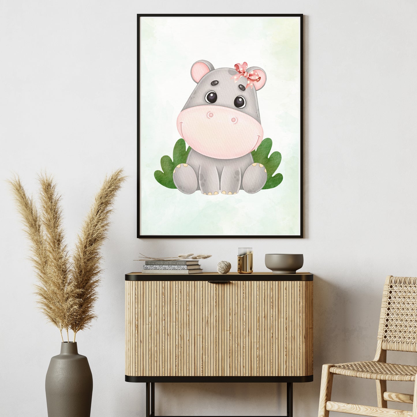 Adorable Hippo with a Bow Poster