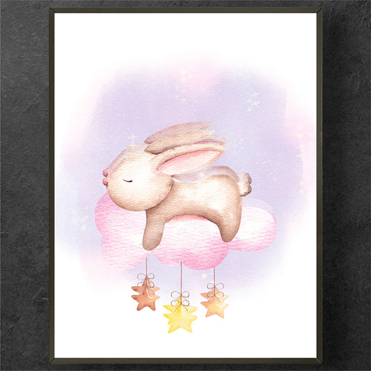 Dreamy Bunny on a Cloud Poster