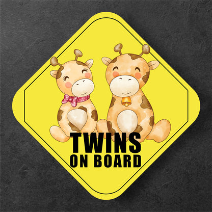 Cute Giraffe Design - Twins on Board Sticker