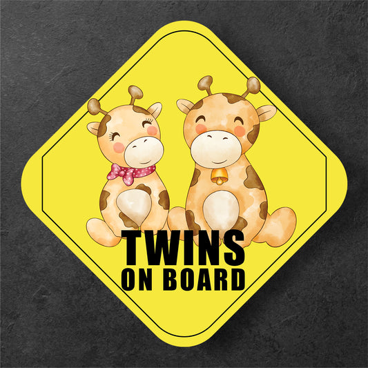 Cute Giraffe Design - Twins on Board Sticker