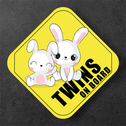 Bunny Design Twins on Board Sign