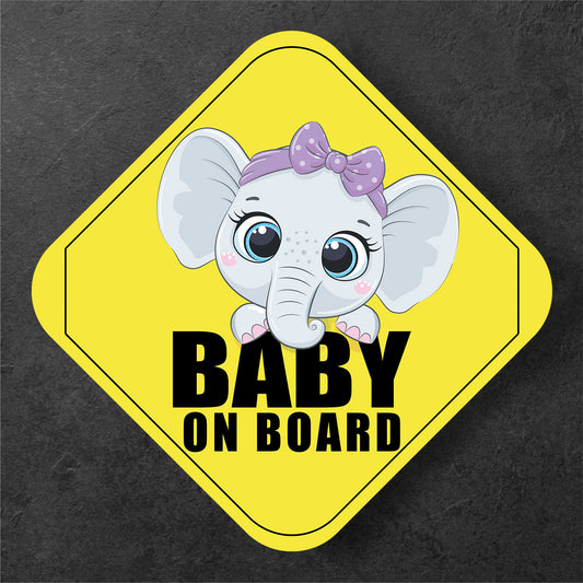 Adorable Baby Elephant on Board Sign