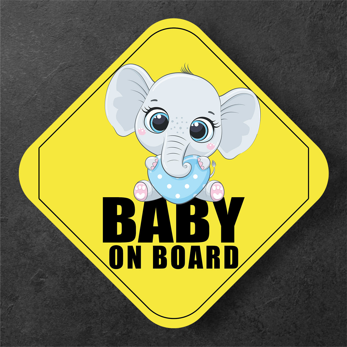 Blue Outfit Baby Elephant on Board Sticker