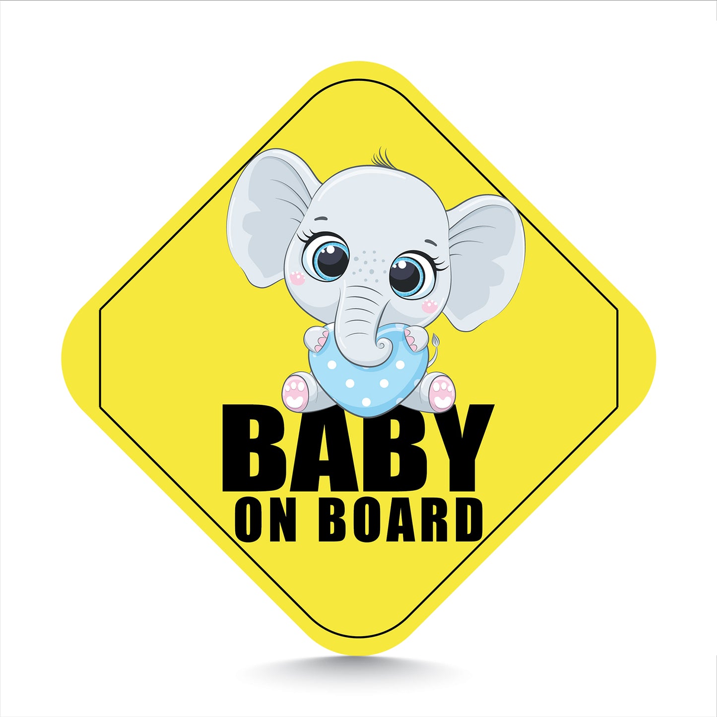 Blue Outfit Baby Elephant on Board Sticker