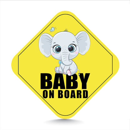 Expressive Eyes Baby Elephant on Board Sign