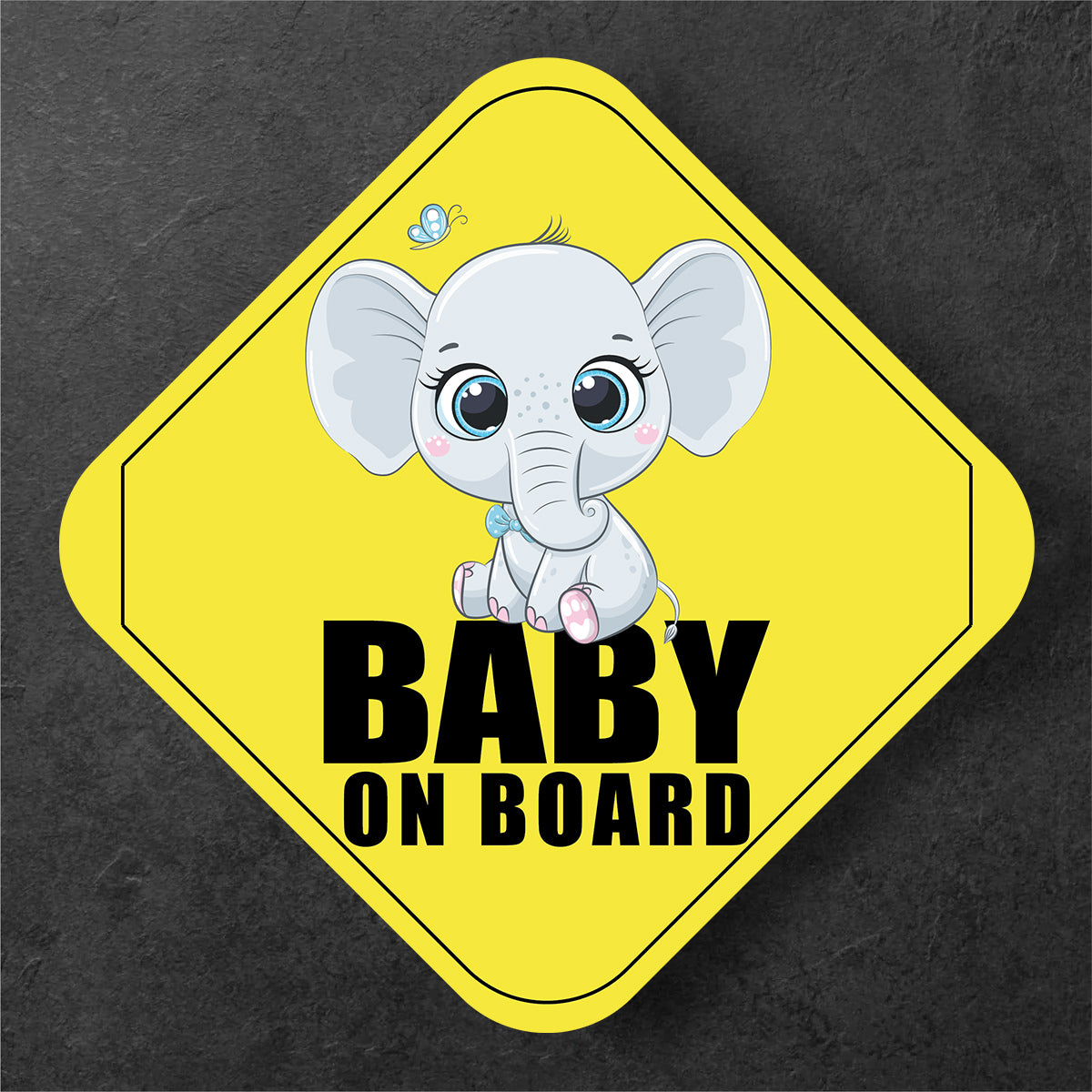 Expressive Eyes Baby Elephant on Board Sign