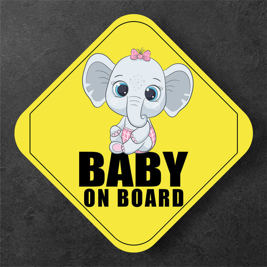 Adorable Baby Elephant "Baby on Board" Sign